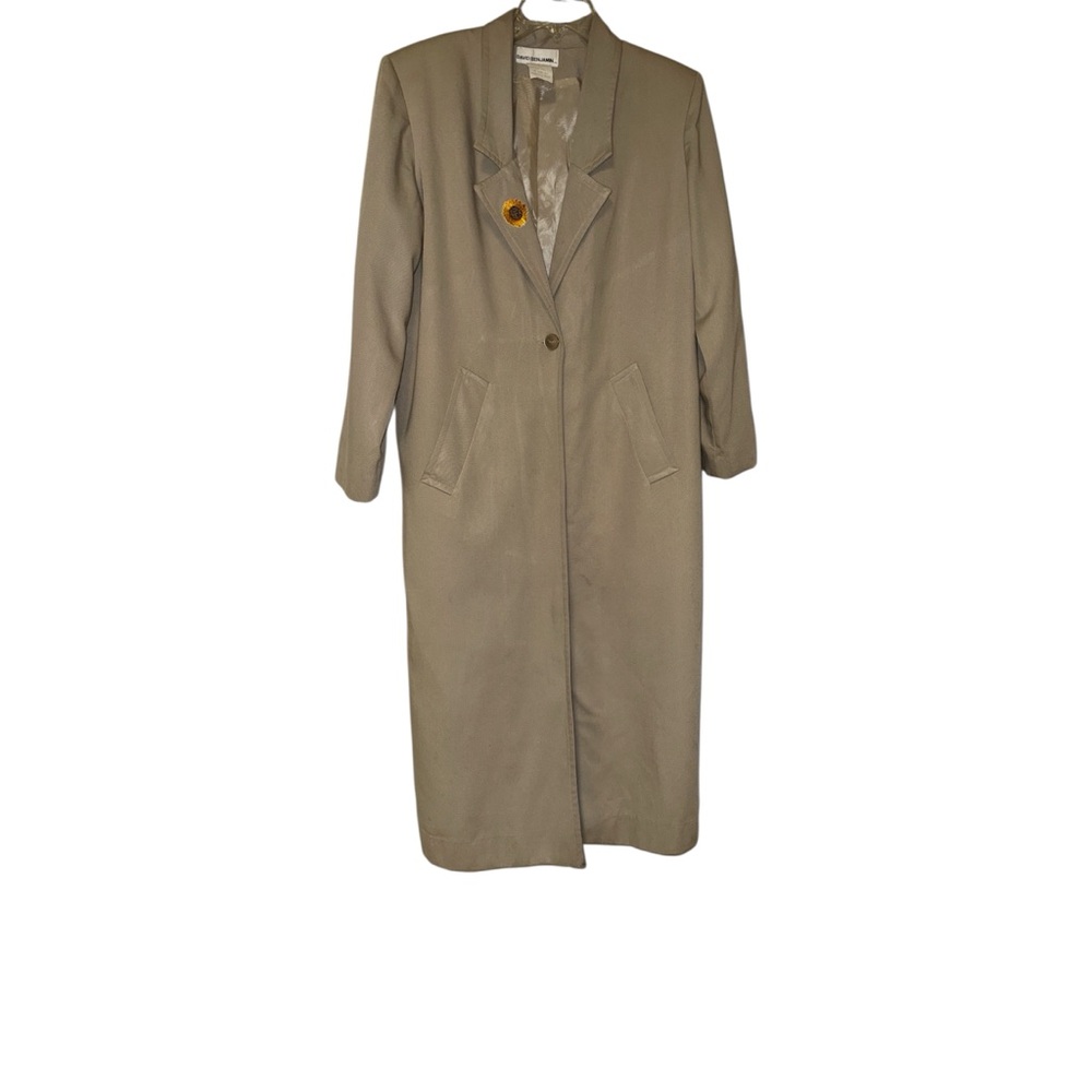 David Benjamin unique size 6 Women's Tan Long Coat with a sunflower & butterfly